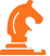 Strategy icon with chess knight and gear