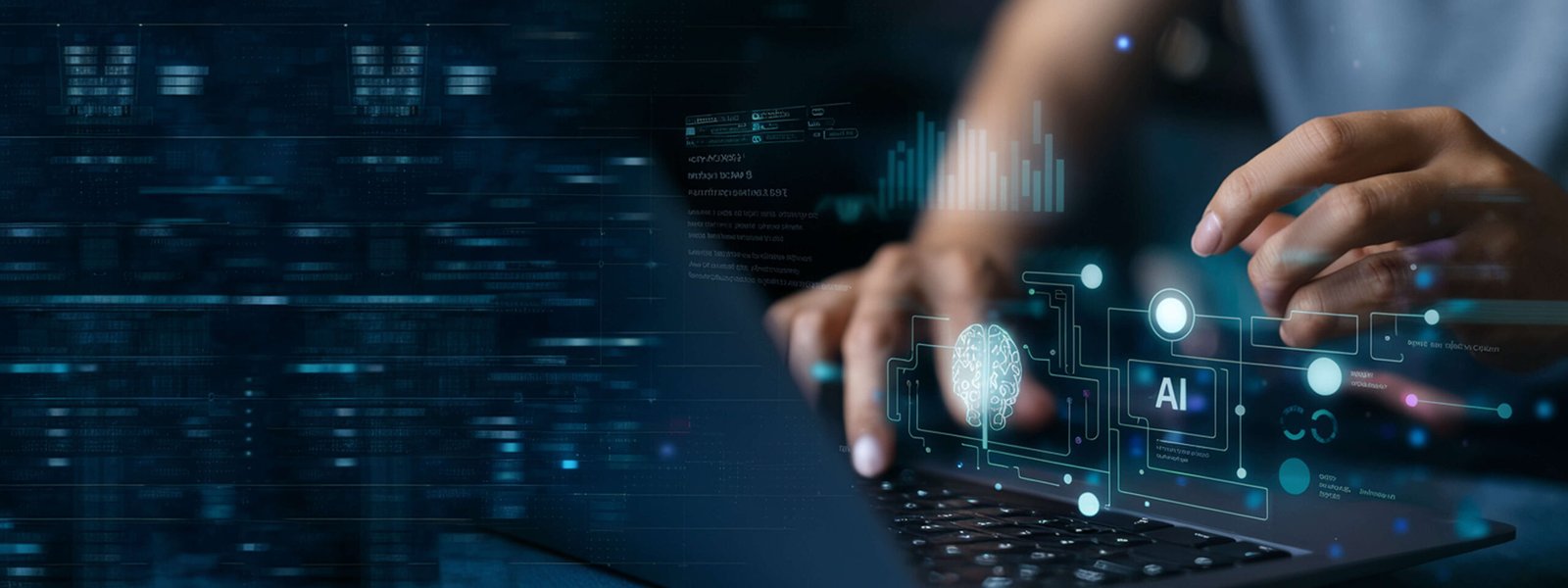 Data technology on laptop
