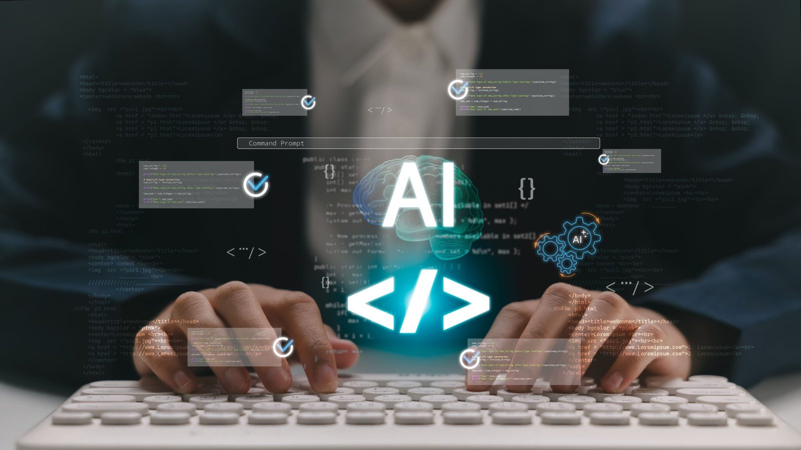 AI coding on keyboard